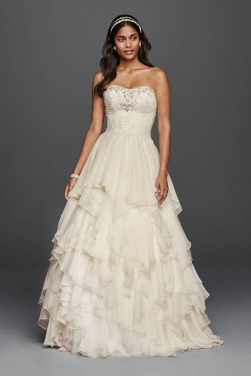 oleg cassini organza ruffle skirt wedding dress Oleg Cassini | Dresses | Oleg Cassini Size 4 Organza Ruffle Skirt Wedding  Dress Veil