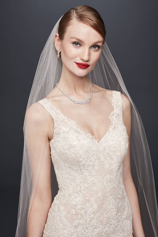 oleg cassini lace trumpet wedding dress Bridal Gown Oleg Cassini Cwg747 Oleg Cassini, CWG747 Lace Trumpet Wedding  Dress New Wedding Dress