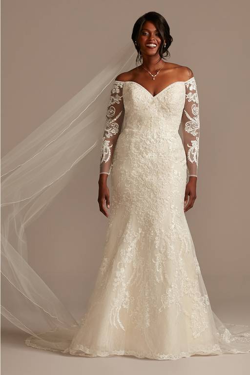 beaded lace off-the-shoulder mermaid wedding dress Gorgeous Mermaid Lace Off Shoulder Wedding Dresses, Bridal Gown, MW595