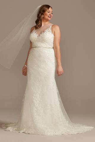 Picture of Buttoned Illusion Back Wedding Dress with Applique