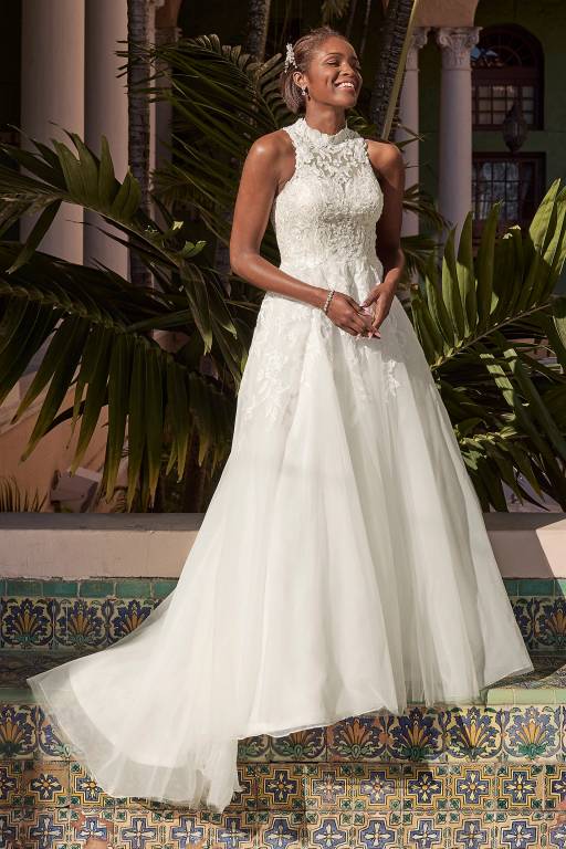 white lace applique dress Applique V-Neck Bridal Gown by Ladivine WL087