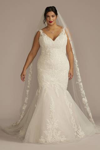 Picture of Multi-Lace Tank V-Neck Mermaid Wedding Dress