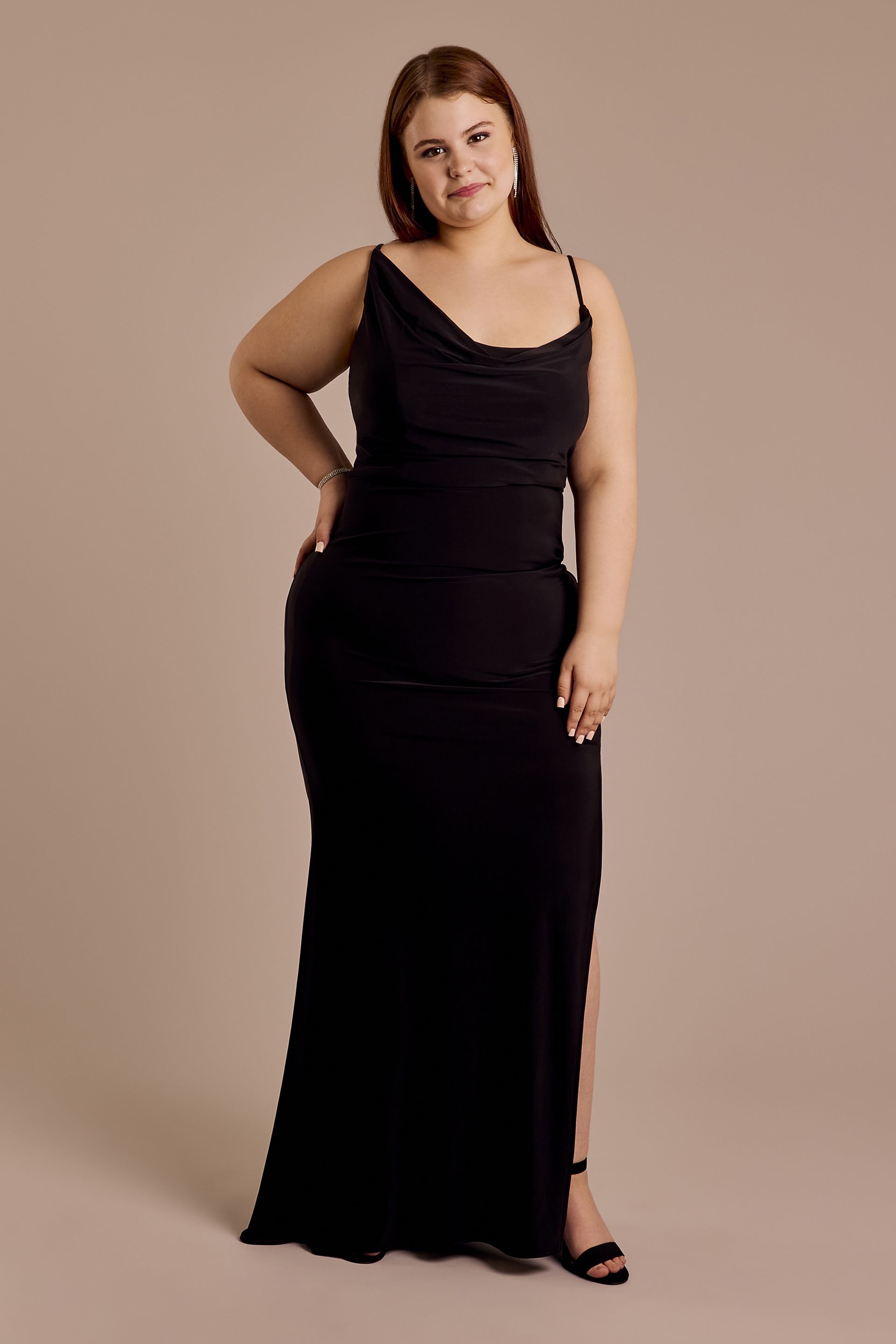 Picture of Asymmetrical Cowl Neck Jersey Sheath Dress