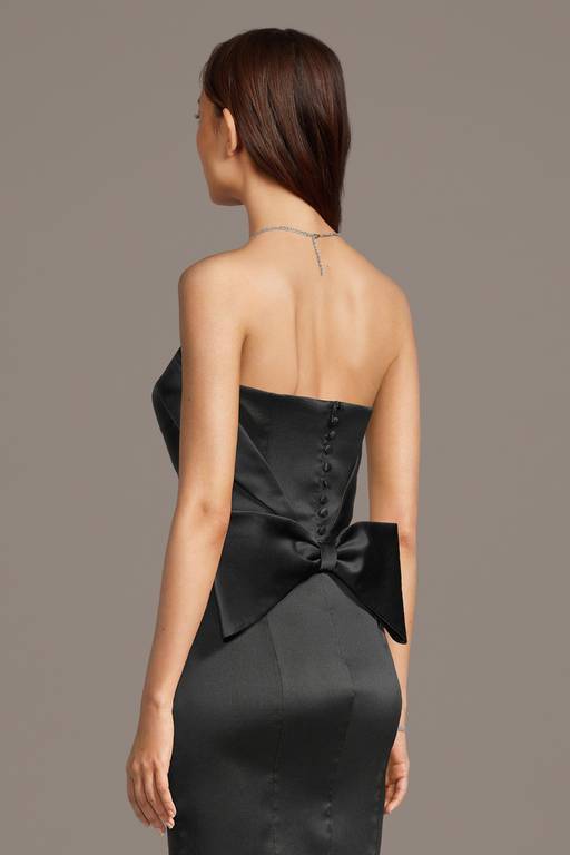 women's mikado bow-back cocktail dress ASHLEYlauren 4781 V Neck Bow Back Cocktail Dress