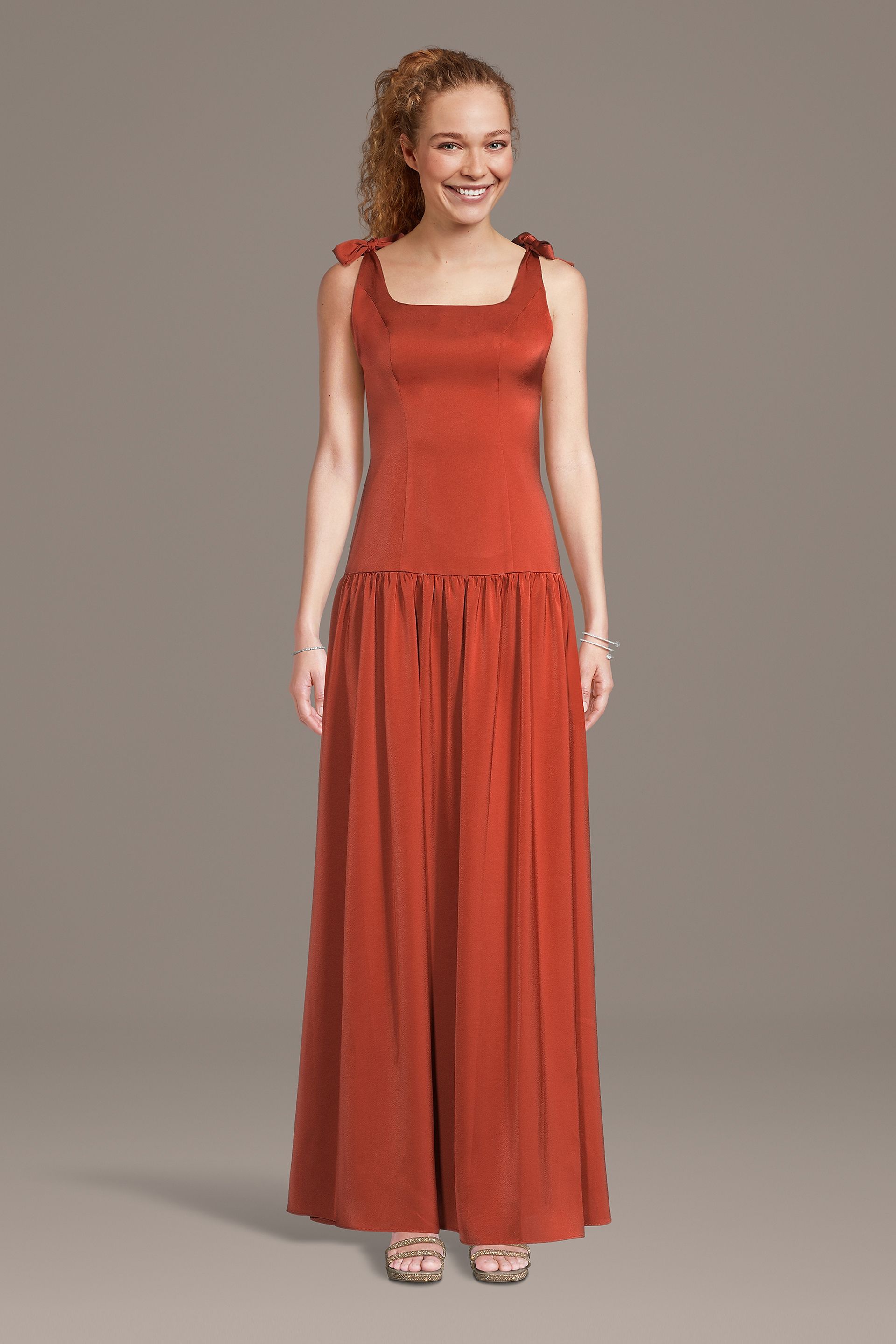 Picture of Drop Waist Charmeuse Tank A-Line Dress