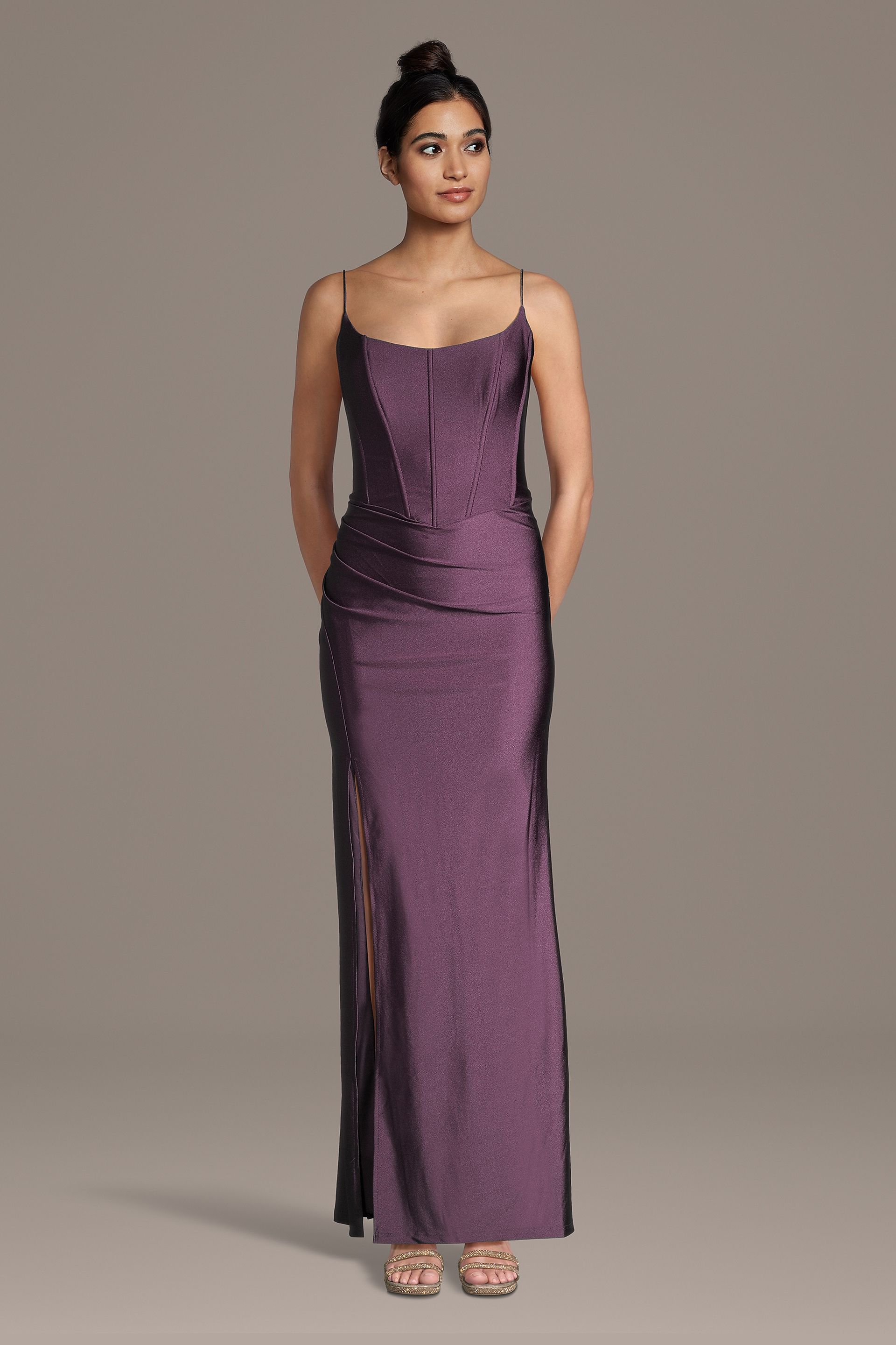 Picture of Stretch Satin Basque Waist Corset Sheath Dress