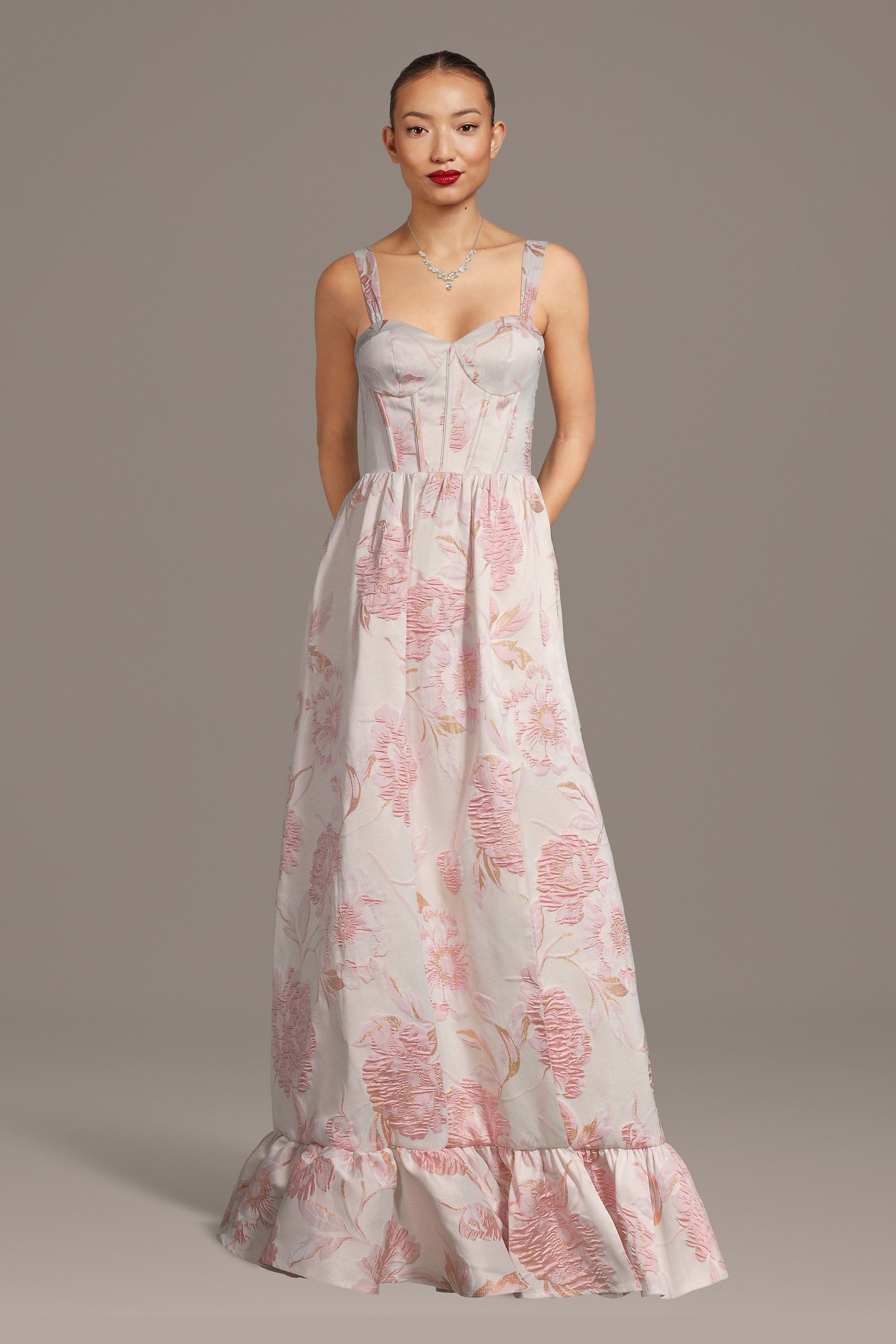 Picture of Floral Brocade Corset A-Line Dress
