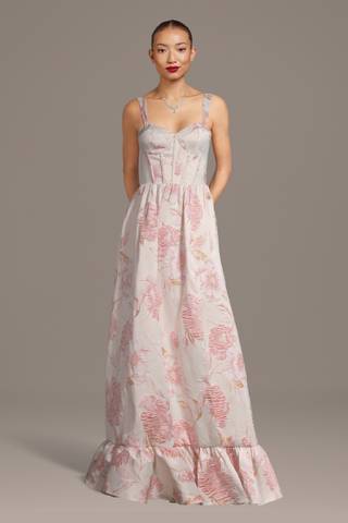 View DB Studio Floral Brocade Corset A-Line Dress in all available color and sizes Picture of Floral Brocade Corset A-Line Dress