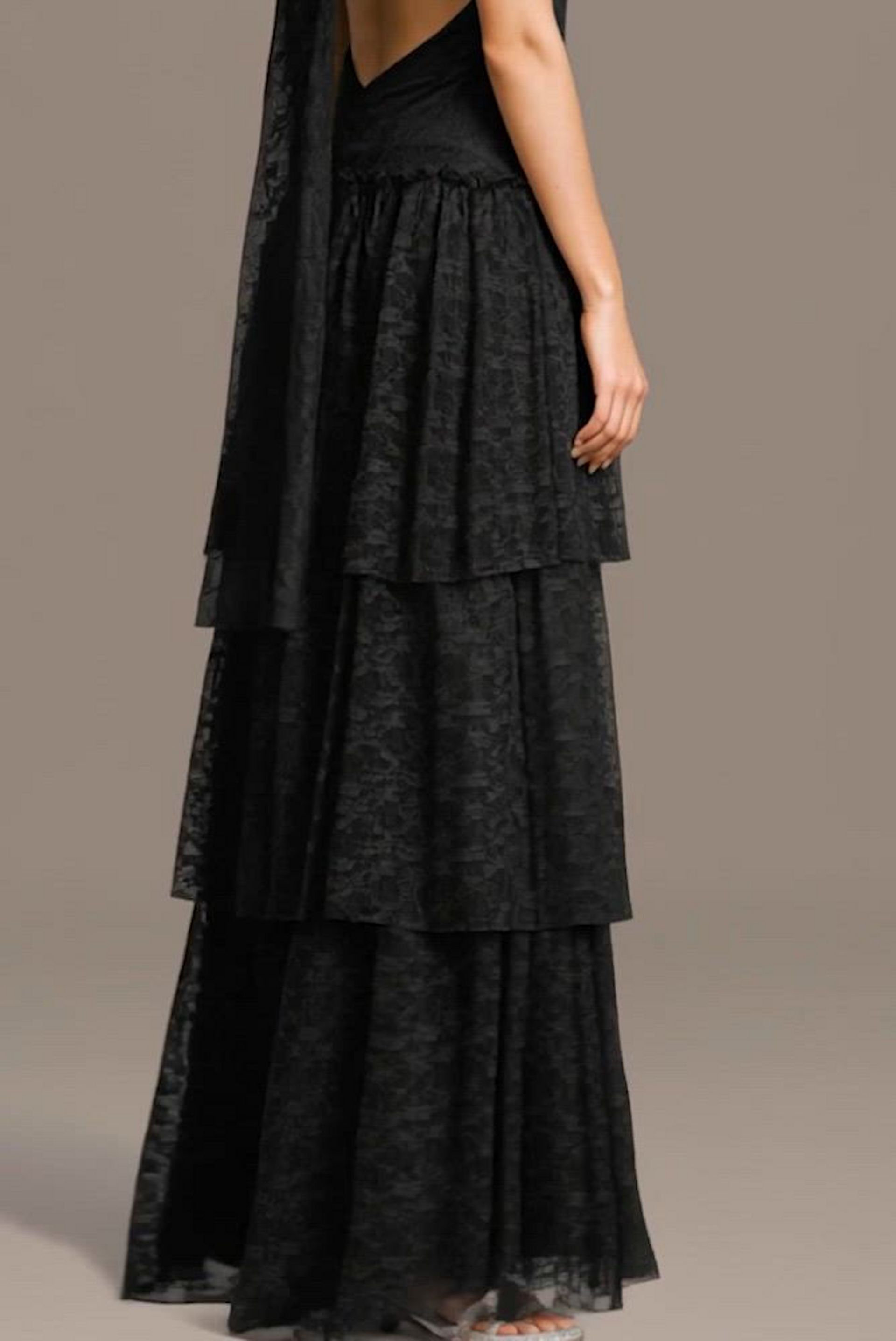 Tiered Lace Halter Drop Waist A-Line Dress