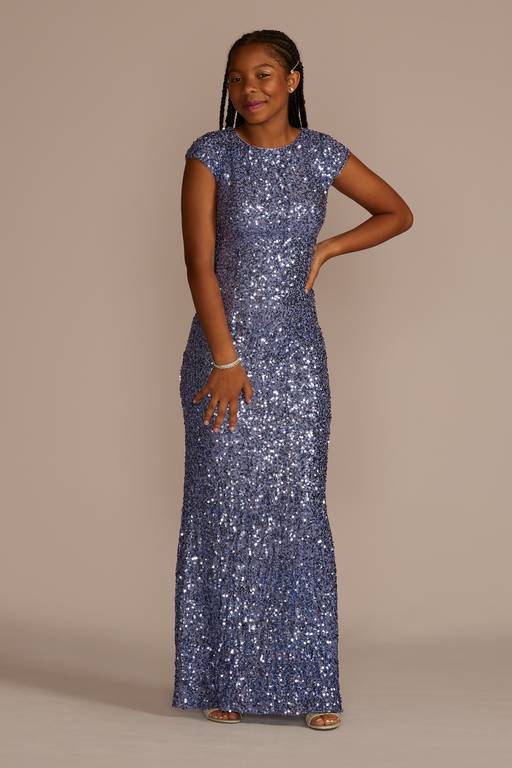 cap sleeve dress formal Cap-Sleeve Long Jersey Formal Dress: La Femme 30874 Dark Berry / 2