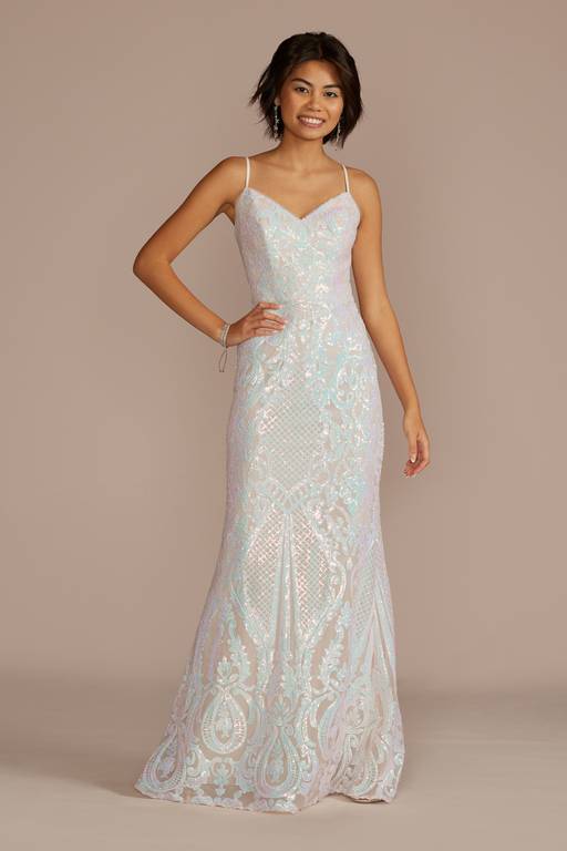 iridescent dress long Iridescent Sequin Pattern Dress Dominique Nicole Boutique
