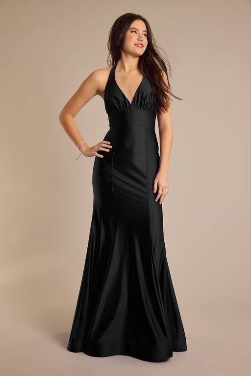 black satin dress tie back Tie Back Dress in Double Georgette & Silk Charmeuse