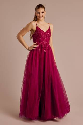 View Jules and Cleo Beaded Floral Tulle Corset Back Ball Gown in all available color and sizes Picture of Beaded Floral Tulle Corset Back Ball Gown