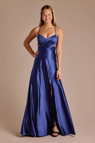 View Jules and Cleo Satin Cutout Waist A-Line Dress in all available color and sizes Picture of Satin Cutout Waist A-Line Dress