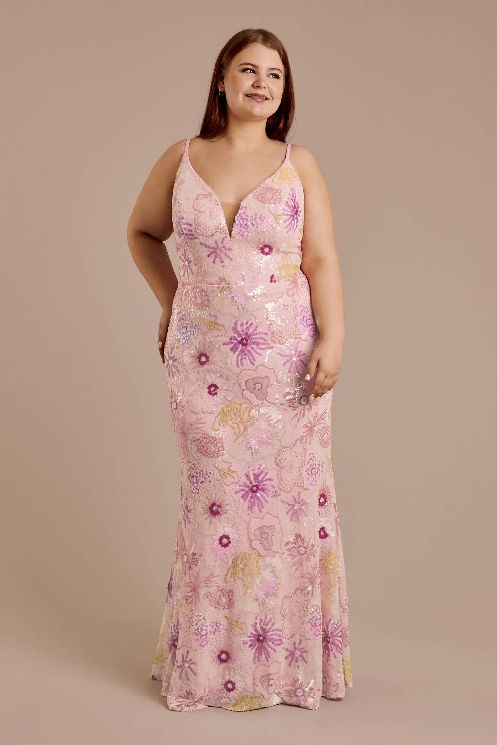 empire waist chiffon dress Plus Size Maxi with Short Sleeves Color:steal blue FULLSIZERANGE Beige Bodycon Dress Long La Femme Womens Chiffon