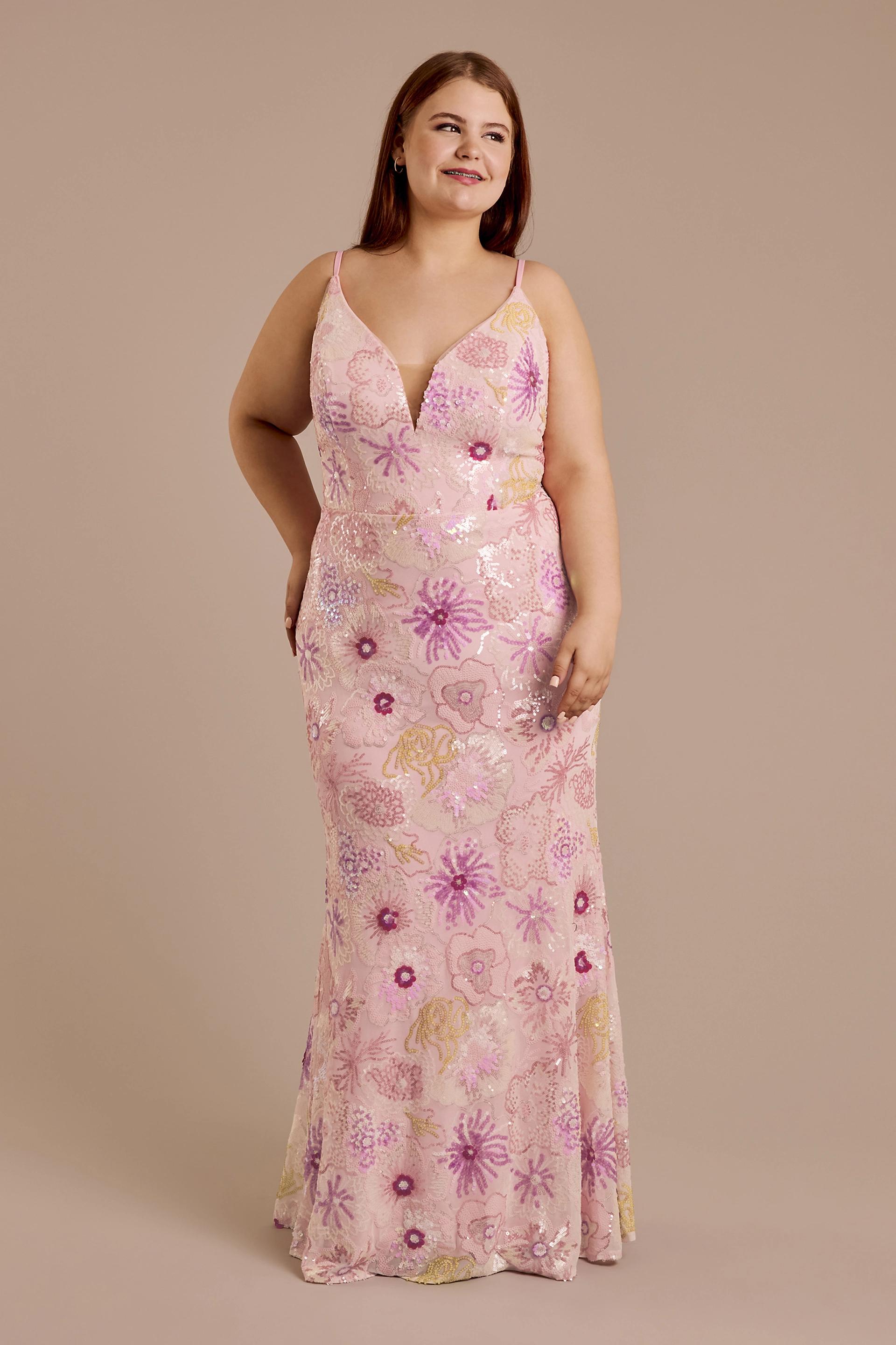 Picture of Floral Sequin Spaghetti Strap Sheath Dress