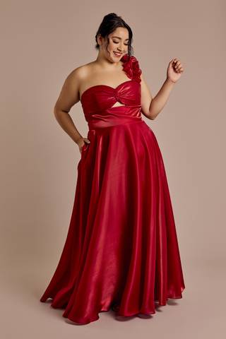 View Jules and Cleo Organza Ruffled One-Shoulder Ball Gown in all available color and sizes Picture of Organza Ruffled One-Shoulder Ball Gown