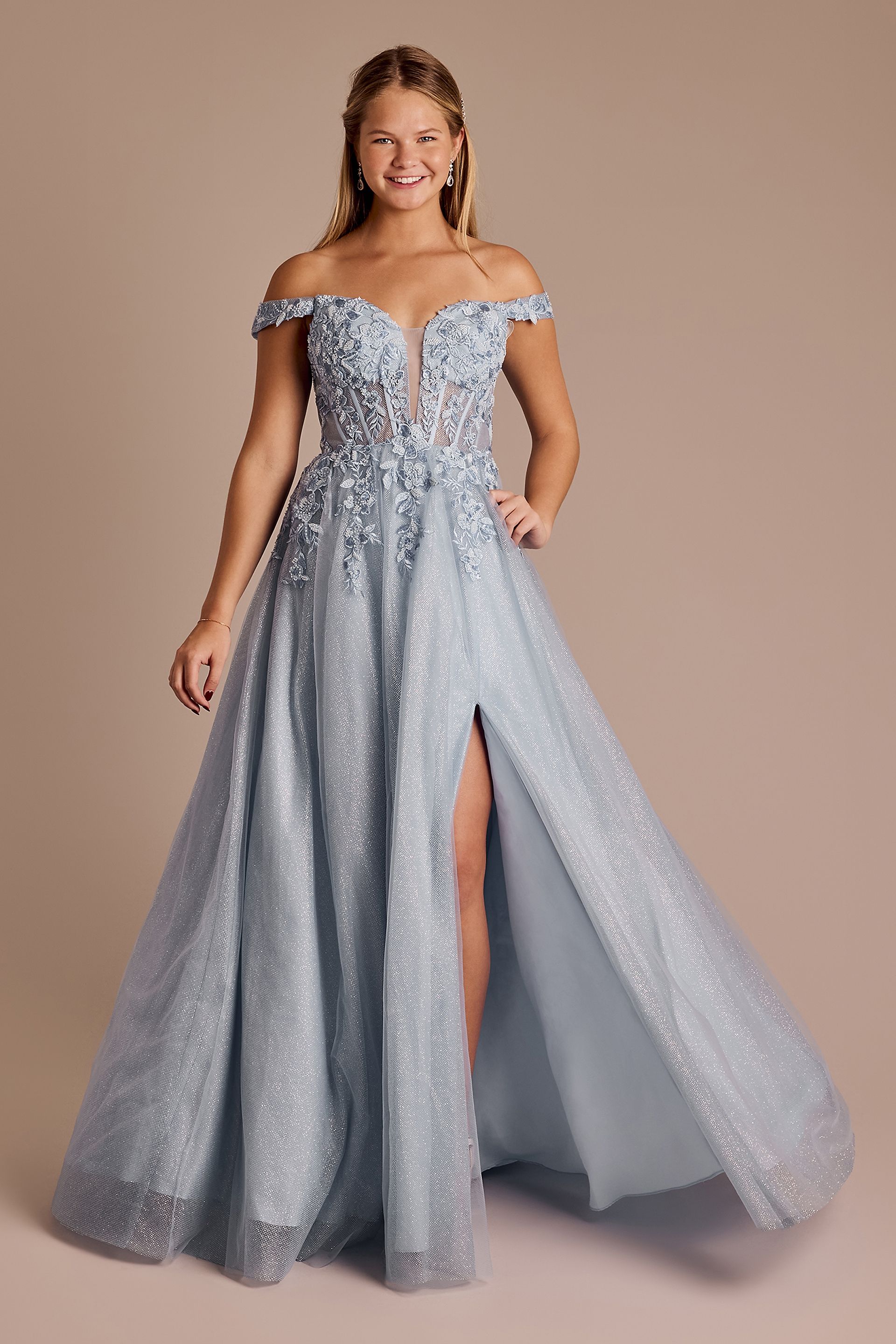 Picture of Off-the-Shoulder Corset Illusion Bodice Ball Gown