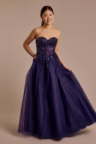 View Jules and Cleo Glitter Tulle Ball Gown with Bodice Appliques in all available color and sizes Picture of Glitter Tulle Ball Gown with Bodice Appliques