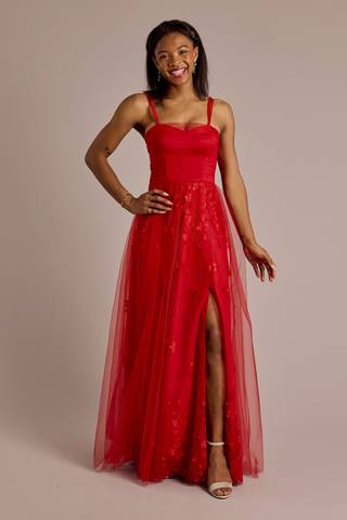 View Jules and Cleo Convertible Strap Tulle Ball Gown with 3D Flowers in all available color and sizes Picture of Convertible Strap Tulle Ball Gown with 3D Flowers