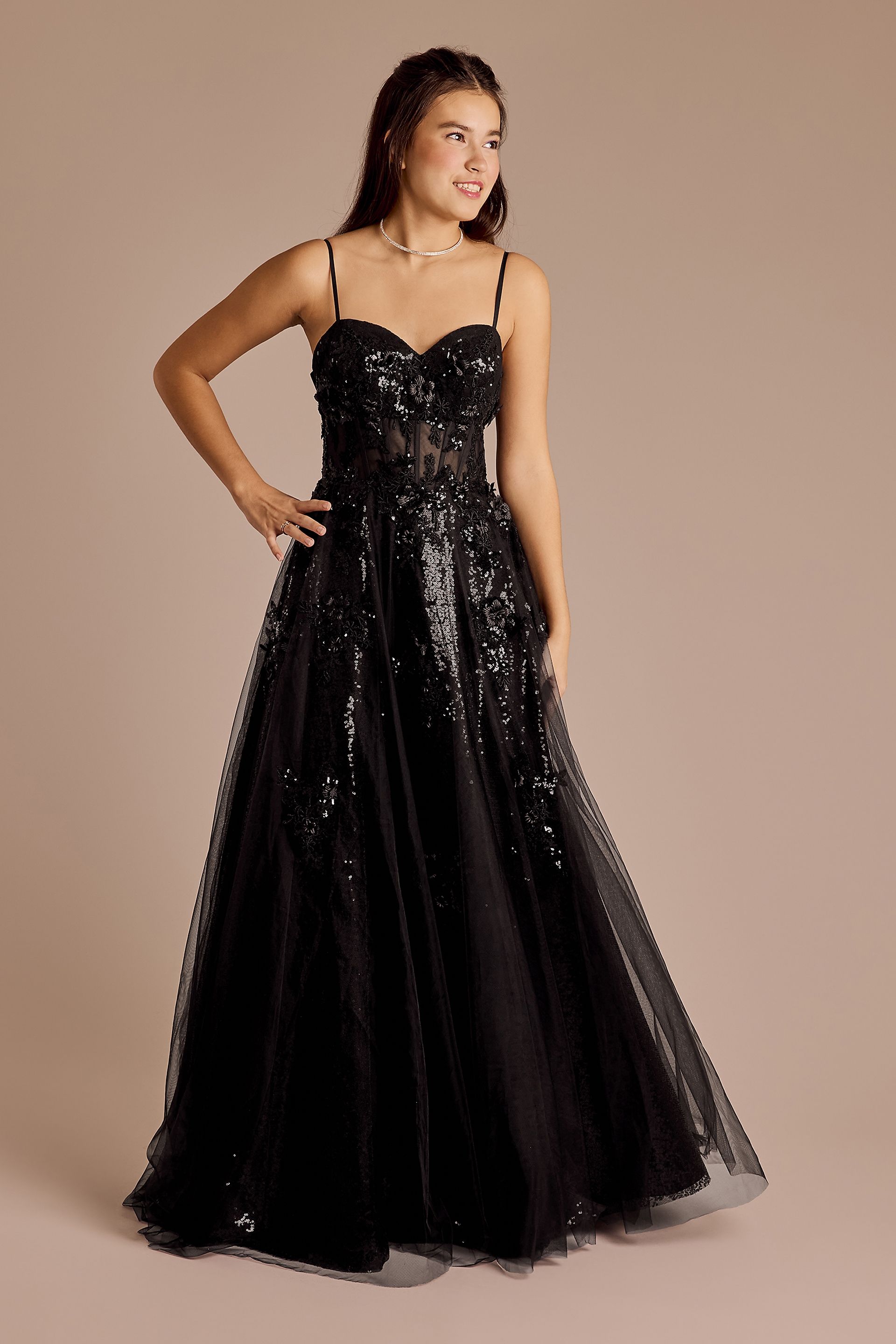Picture of 3D Floral Sequin Ball Gown