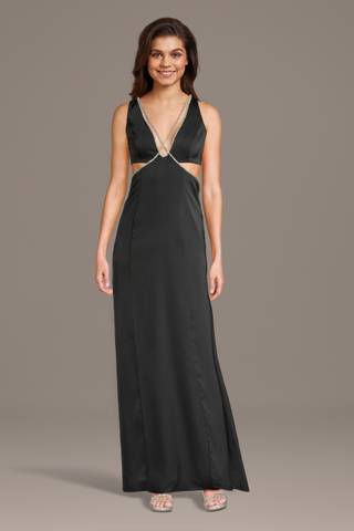 View Jules and Cleo Crystal Trim Cutout A-Line Dress in all available color and sizes Picture of Crystal Trim Cutout A-Line Dress