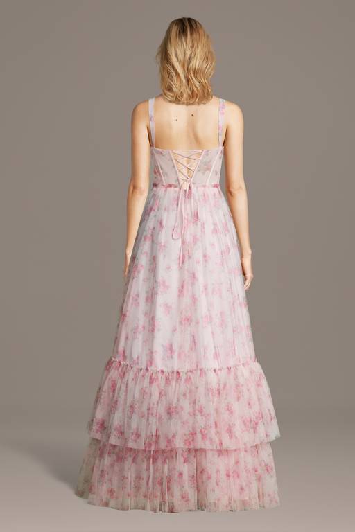 rose formal mesh corset long dress Fitted Long Formal Corset Glitter Prom Dress