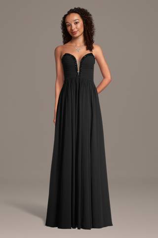 Picture of Chiffon A-Line Dress with Jeweled Neckline