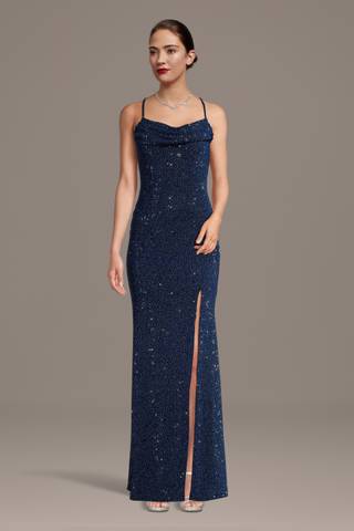 Picture of Glitter Knit Lace-Up Back Sheath Dress