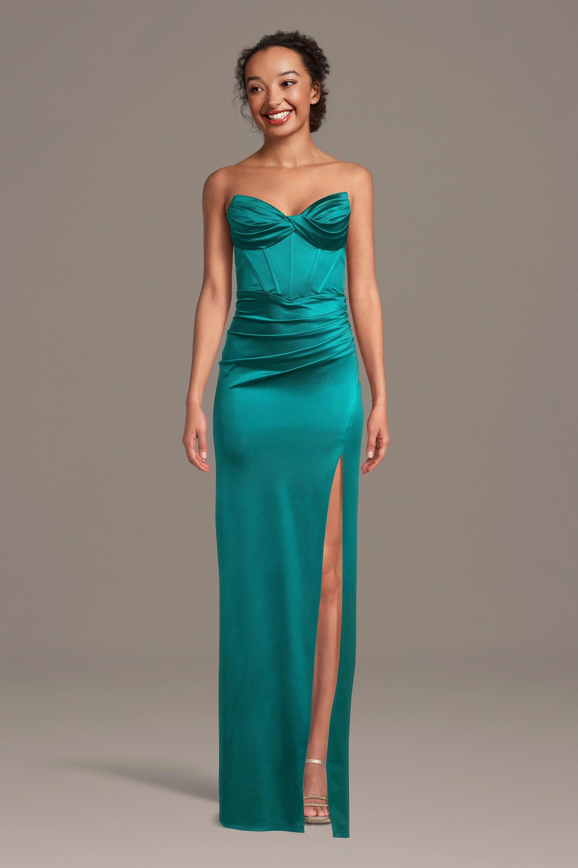 Picture of Sculpting Satin Corset Sheath with Lace-Up Back