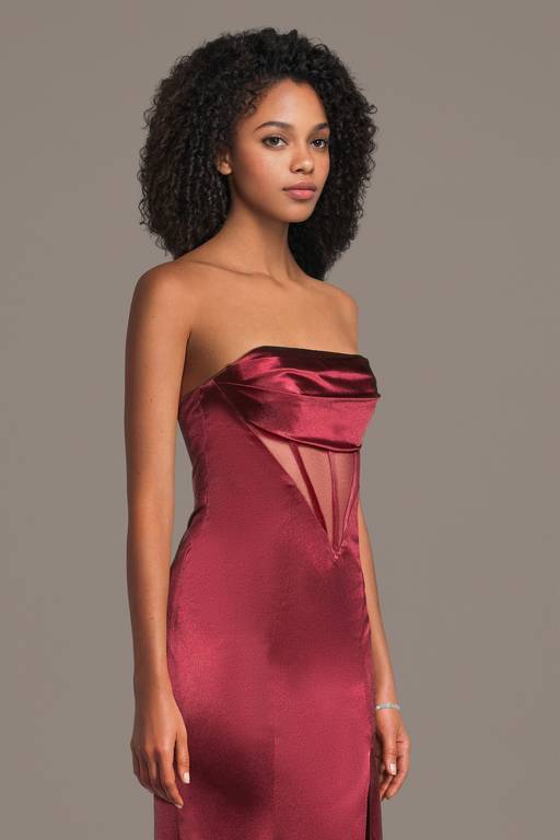 red basque dress Red Liquid Satin Corset Basque Waist Short Evening Dress | Ruby