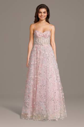 Picture of 3D Floral Sequin Sweetheart Sheath Dress