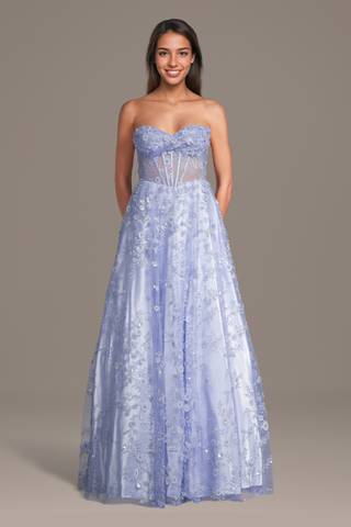 View Jules and Cleo Twist Corset Bodice Sweetheart A-Line Dress in all available color and sizes Picture of Twist Corset Bodice Sweetheart A-Line Dress