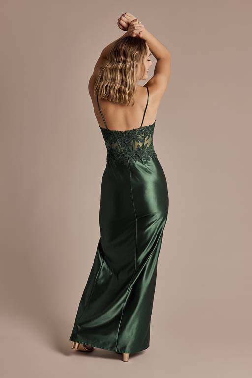satin corset slip dress Simply Irresistible Satin Cowl Neck Corset Slip Dress Kelly Green / L