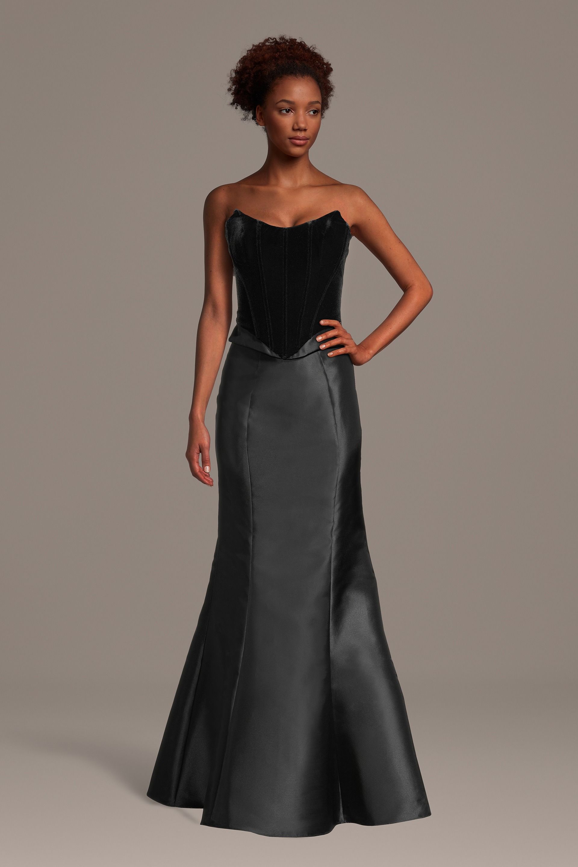 Picture of Two-Piece Strapless Velvet Corset Mermaid Dress