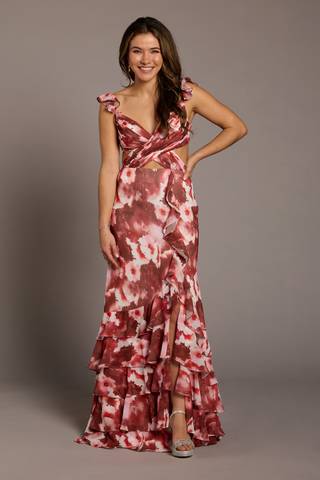 Picture of Floral Print Chiffon Tiered Skirt A-Line Dress