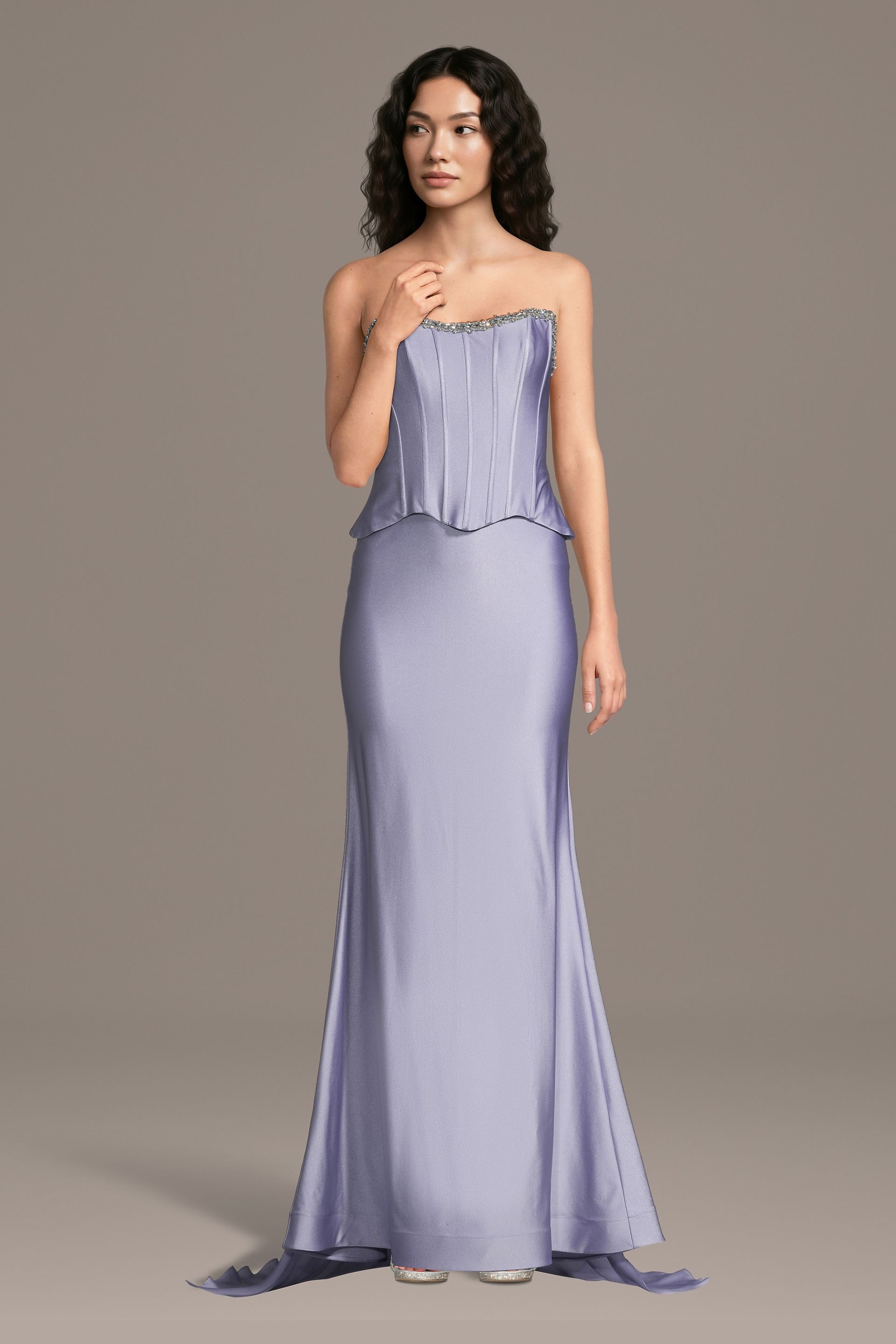 Jeweled Sculpting Satin Corset Mermaid Dress