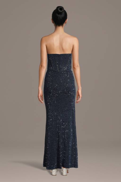 rebecca glitter knit a line dress Windsor Sparkly Allure Glitter Knit Lace-Up Midi Dress