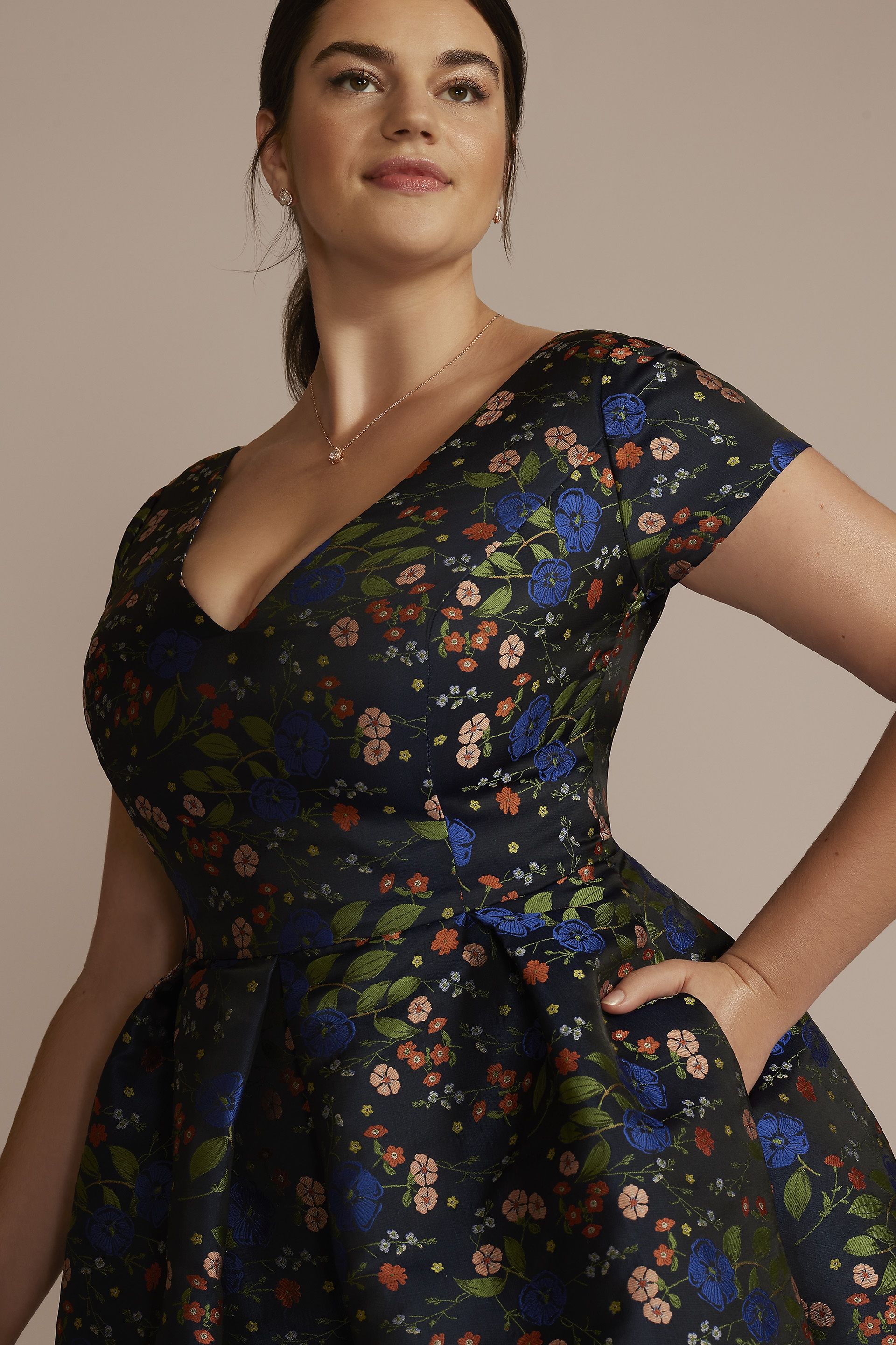 Floral Jacquard Short A-Line Dress | David's Bridal