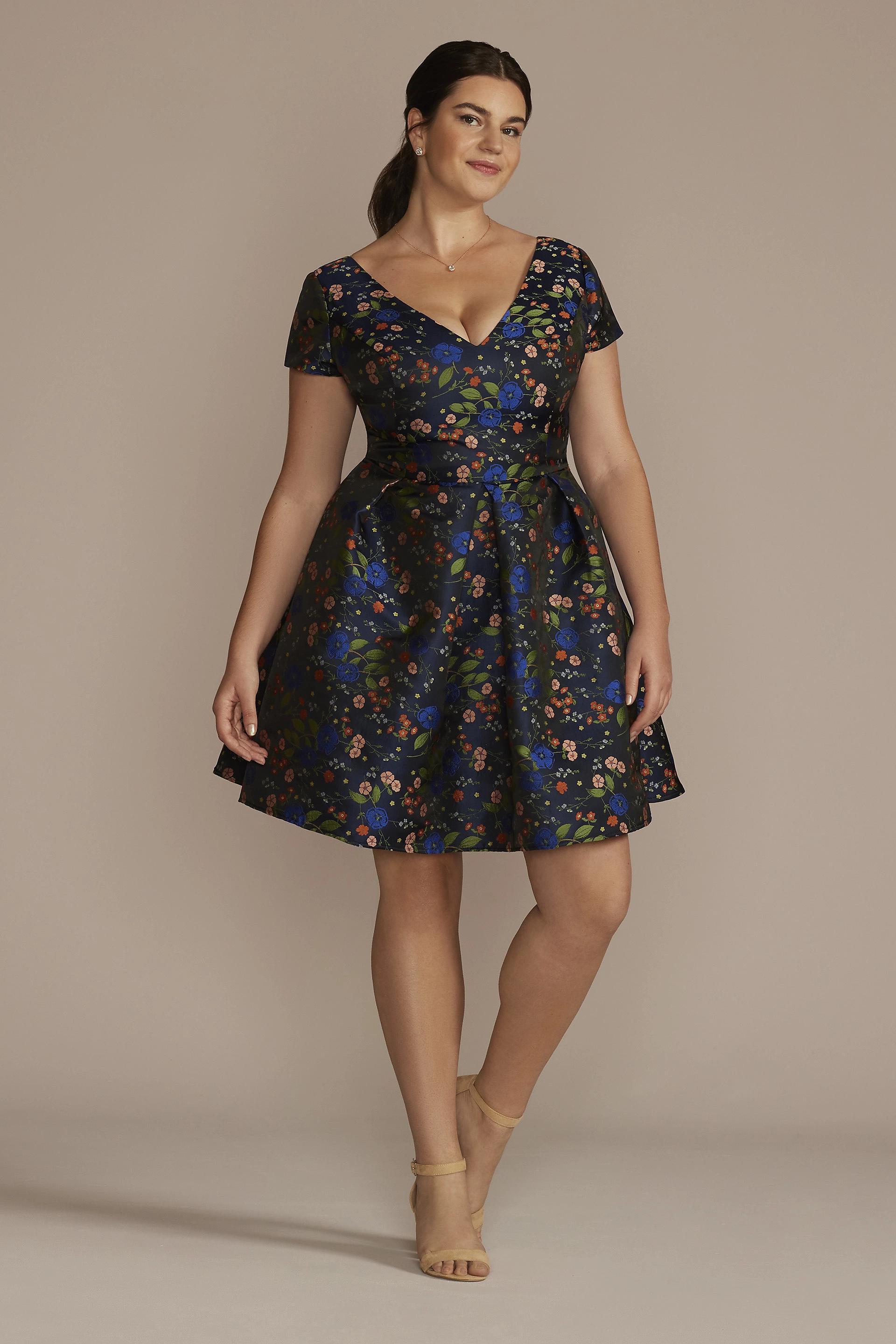 Floral Jacquard Short A-Line Dress | David's Bridal