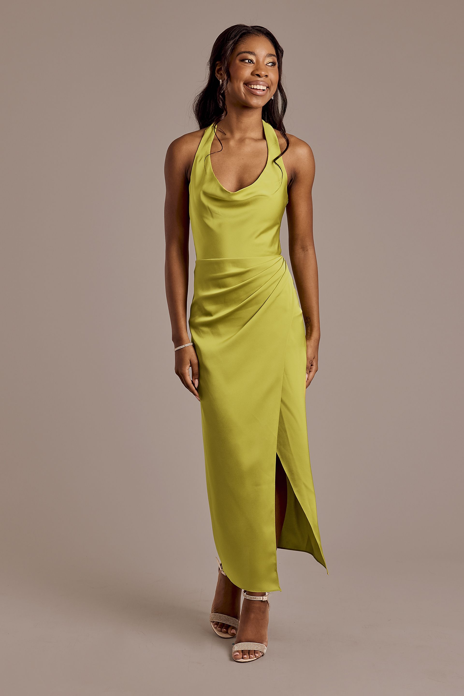 Cowl Neck Halter Sheath Dress | David's Bridal