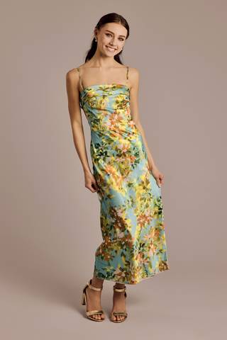 Picture of Floral Print Charmeuse Midi Dress