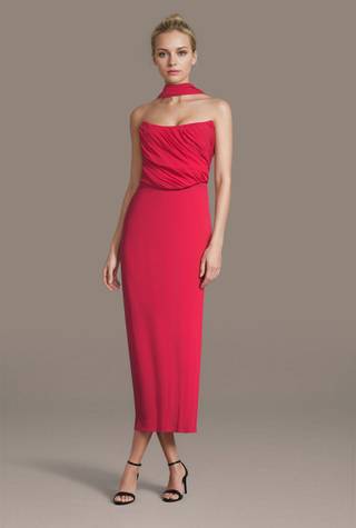 View DB Studio Chiffon Sheath Dress with Pleated Bodice and Scarf in all available color and sizes Picture of Chiffon Sheath Dress with Pleated Bodice and Scarf