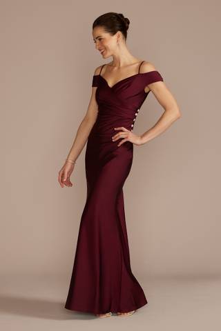 Picture of Off-the-Shoulder Ruched Sheath with Buttons