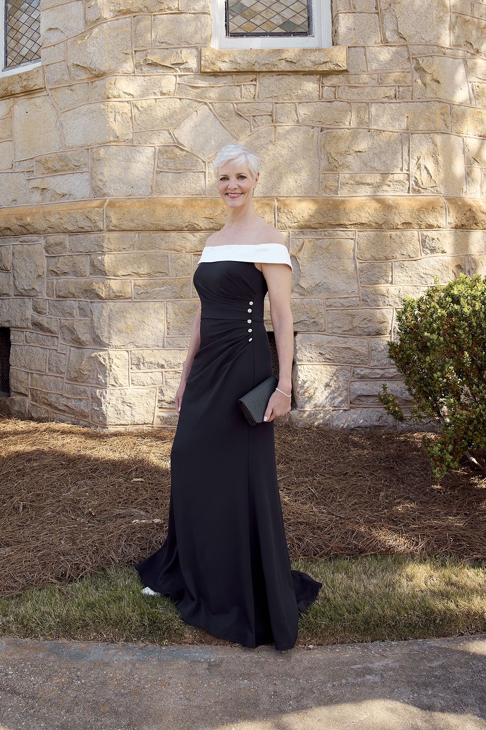 Picture of Off-the-Shoulder Crepe Sheath Dress