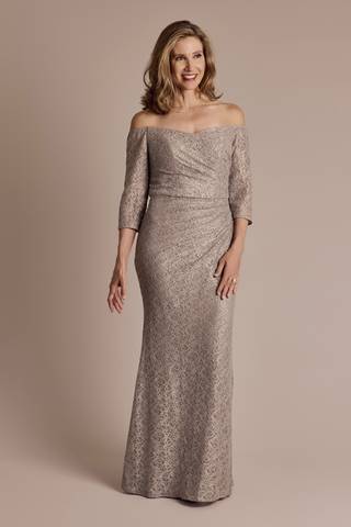 Picture of Off-the-Shoulder Three-Quarter Sleeve Lace Sheath