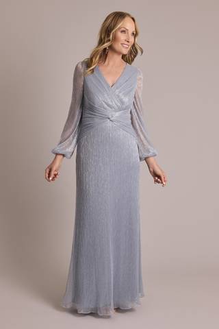 Picture of Metallic Long-Sleeve Knotted A-Line Dress