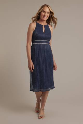 Picture of Short Metallic Sheath Dress with Keyhole Neckline