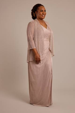 Picture of Metallic V-Neck Sheath Dress with Matching Jacket