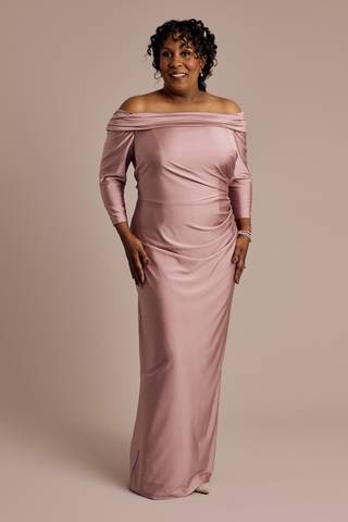 Picture of Off-the-Shoulder Stretch Satin Sheath